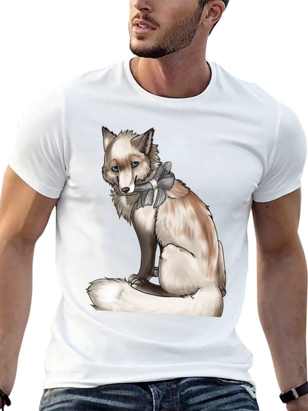 Fox with Bow T-Shirt - Stylish Animal Graphic Tee