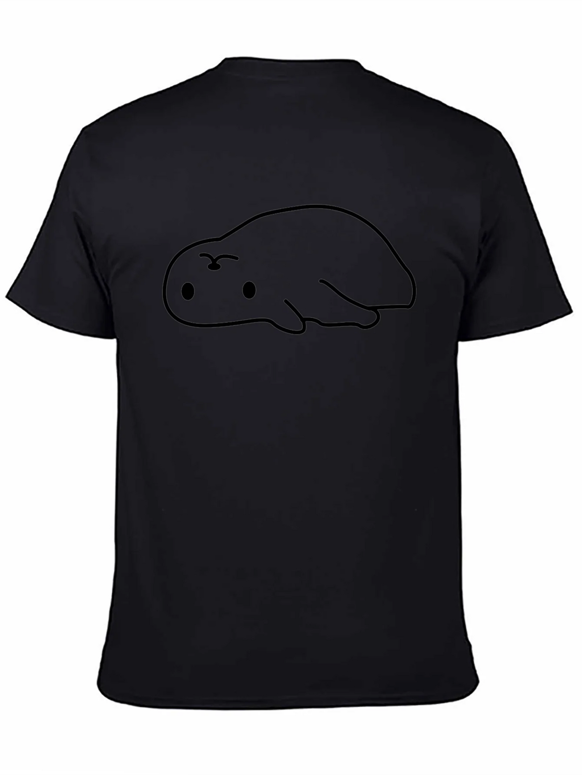 Cute Blob Creature Graphic Black T-Shirt