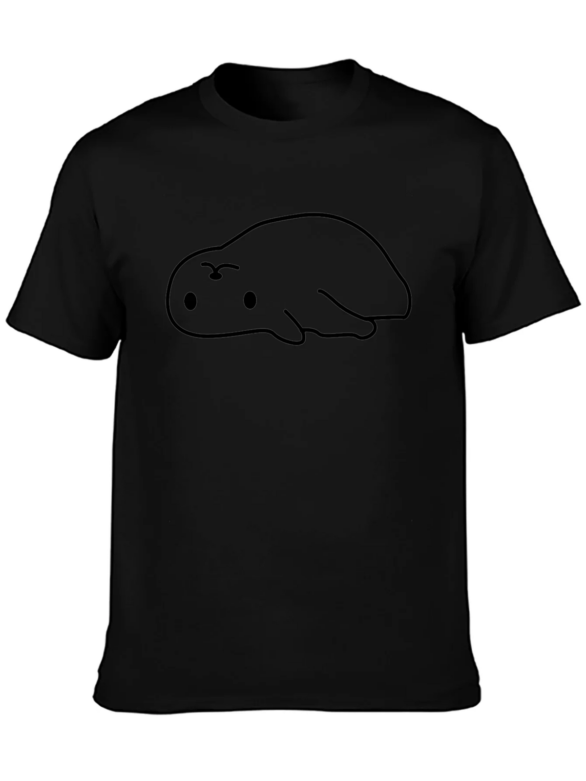 Cute Blob Creature Graphic Black T-Shirt