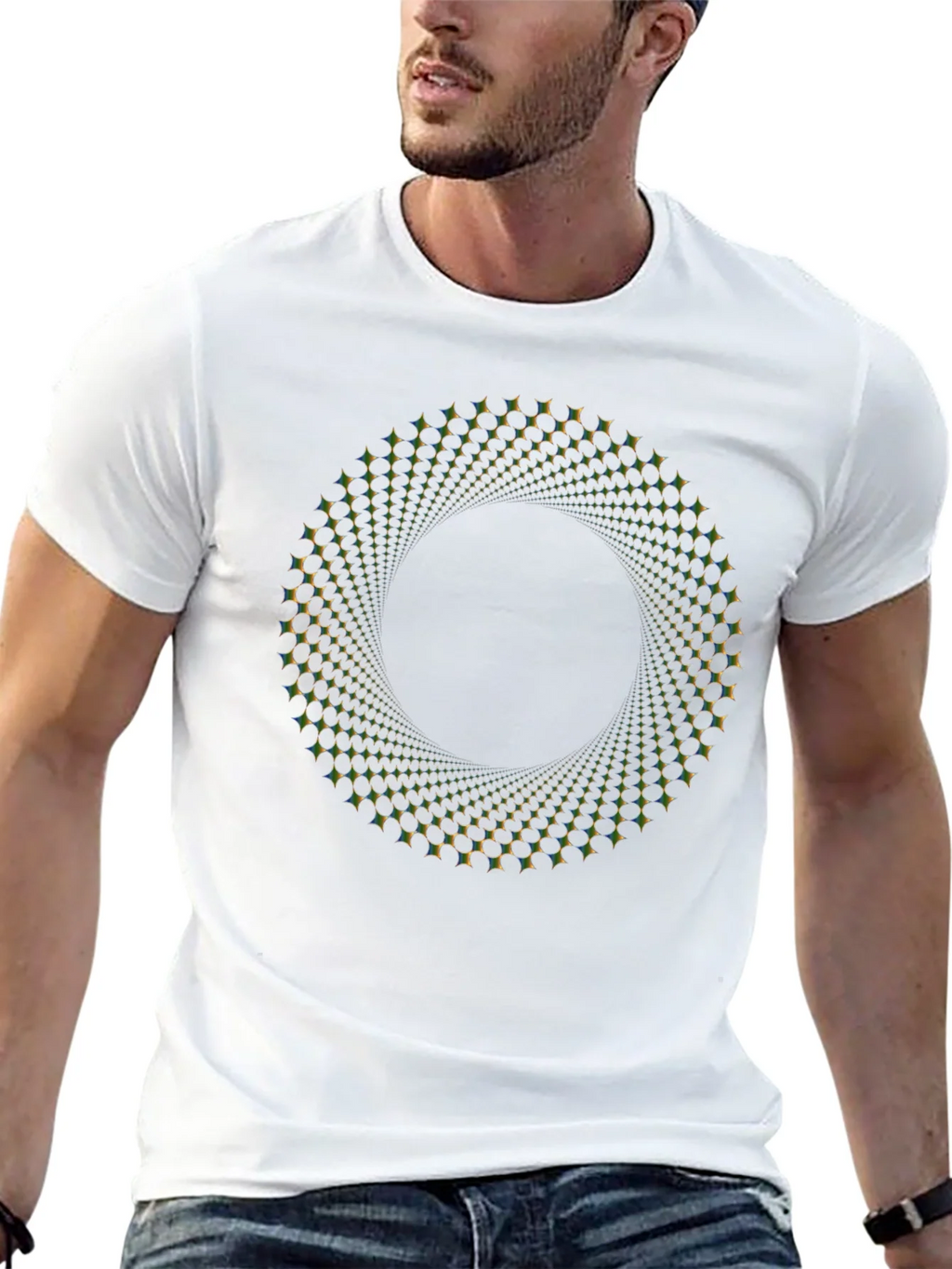 Optical Illusion Vortex Circle Black T-Shirt