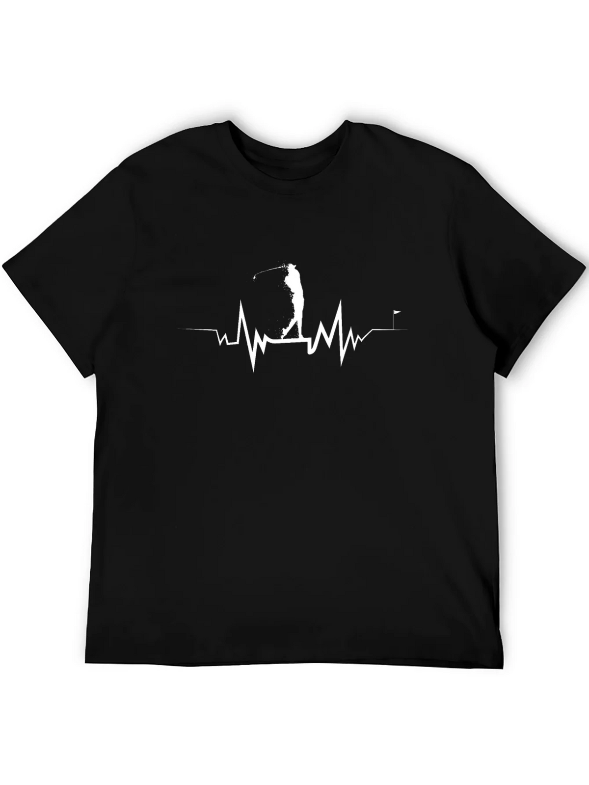 Golf Heartbeat T-Shirt - Black Graphic Tee