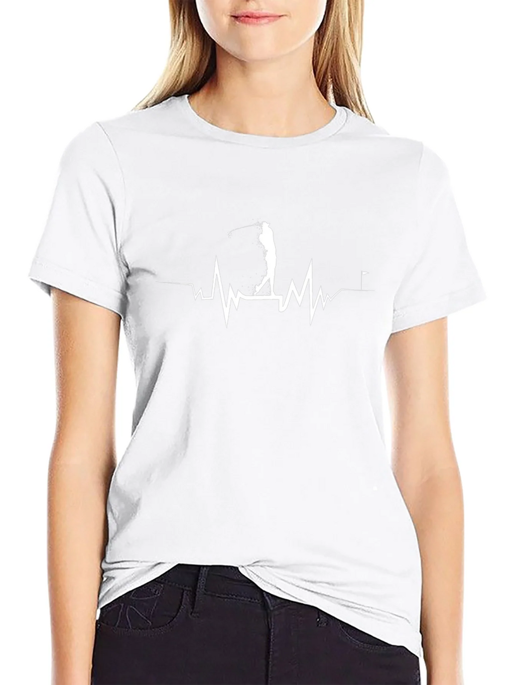 Golf Heartbeat T-Shirt - Black Graphic Tee
