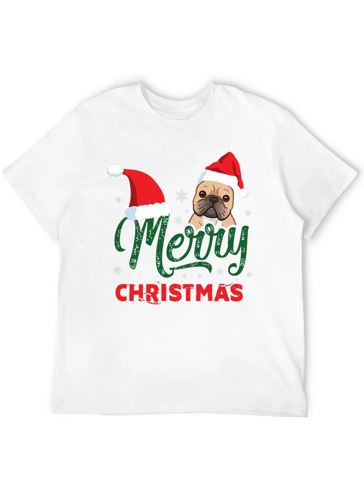 Merry Christmas Dog Santa Hat Graphic T-Shirt