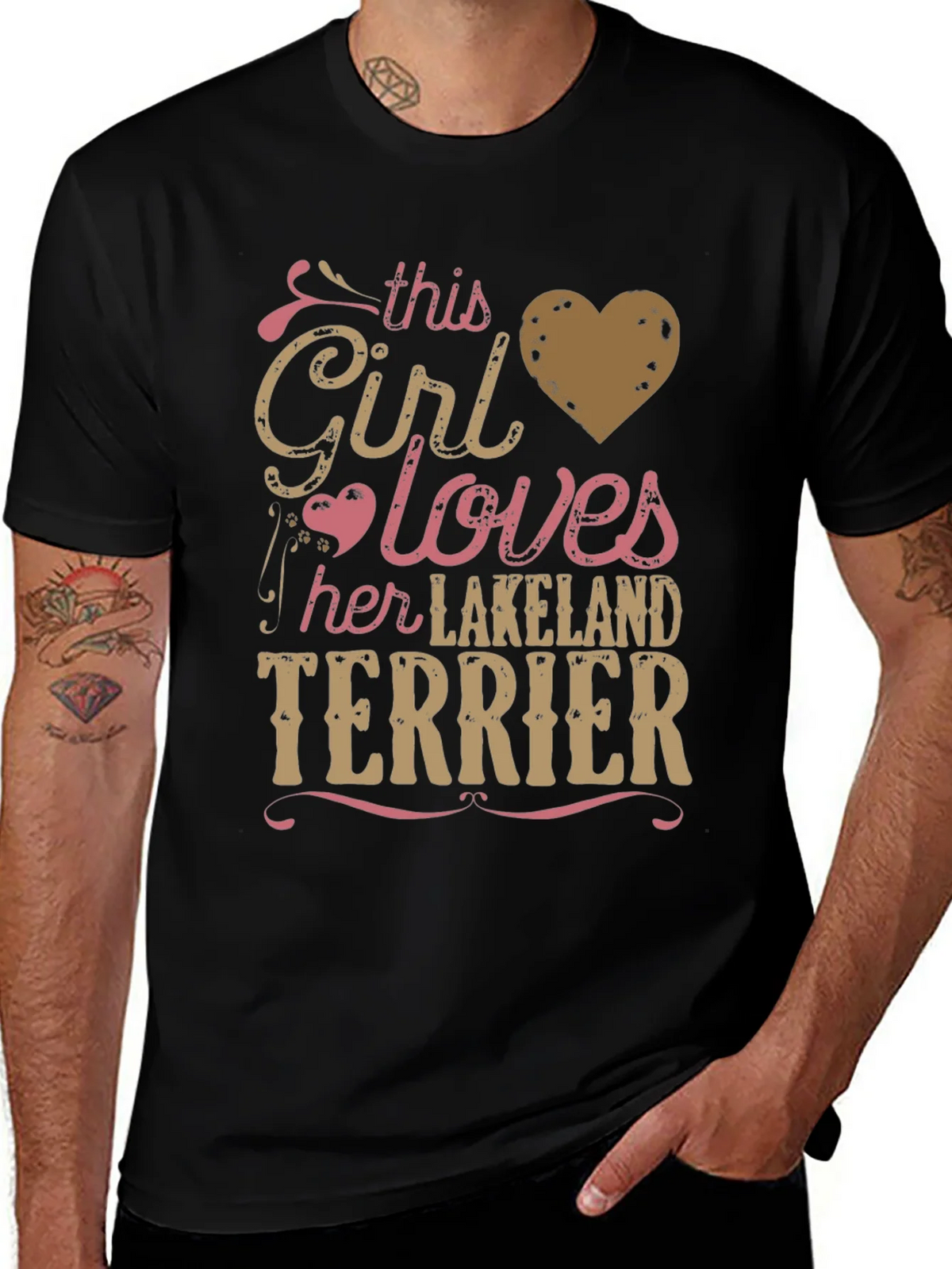 Girl Loves Lakeland Terrier Tee - Black