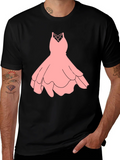 Black Tee with Pink Dress Graphic