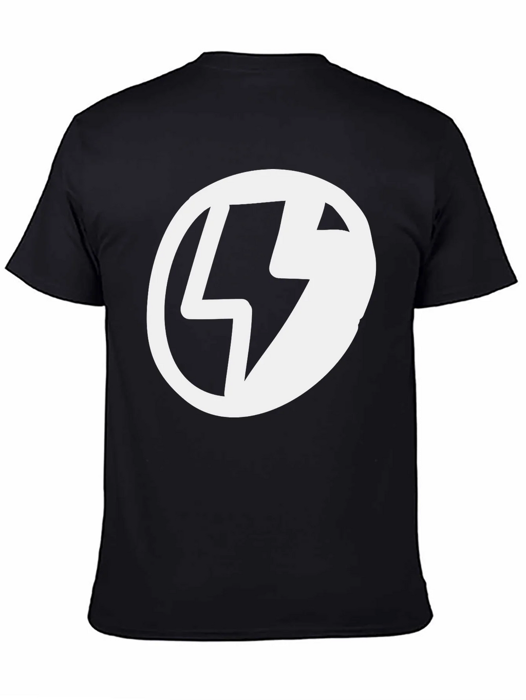 Black T-Shirt with Lightning Bolt Circle Graphic