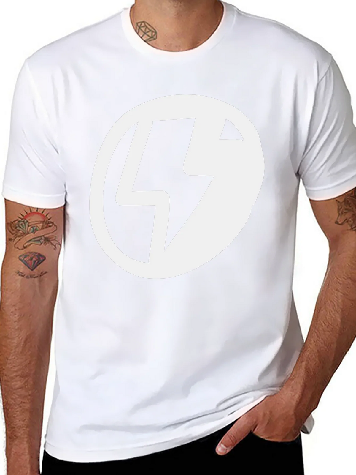 Black T-Shirt with Lightning Bolt Circle Graphic