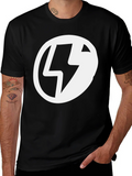 Black T-Shirt with Lightning Bolt Circle Graphic