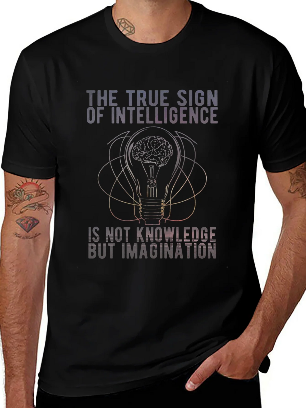 Intelligence Imagination Brain Light Bulb Graphic Tee