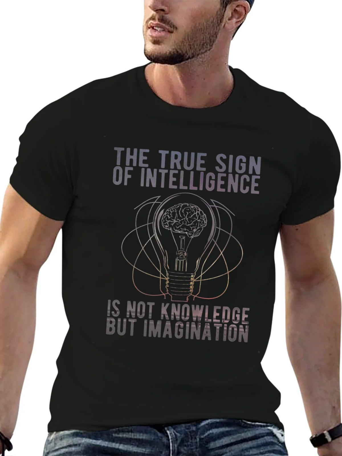 Intelligence Imagination Brain Light Bulb Graphic Tee