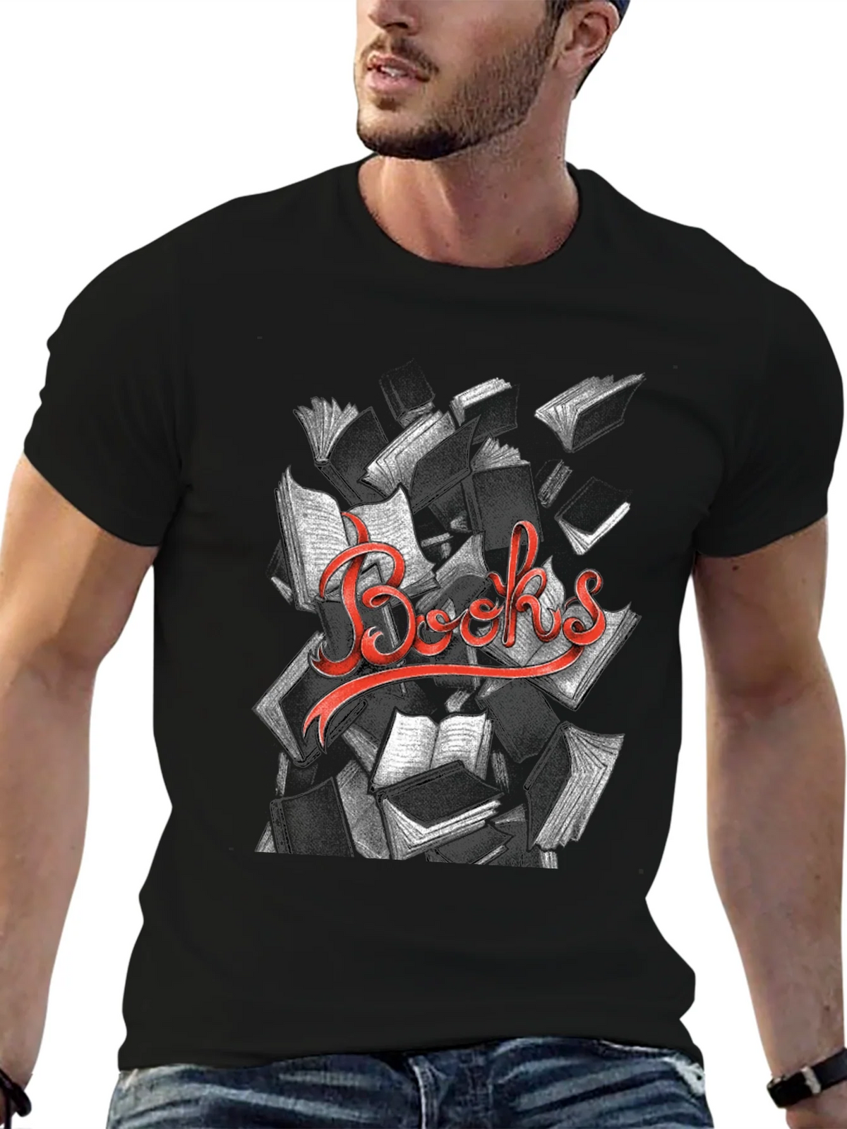 Unique Books Graphic Black T-Shirt