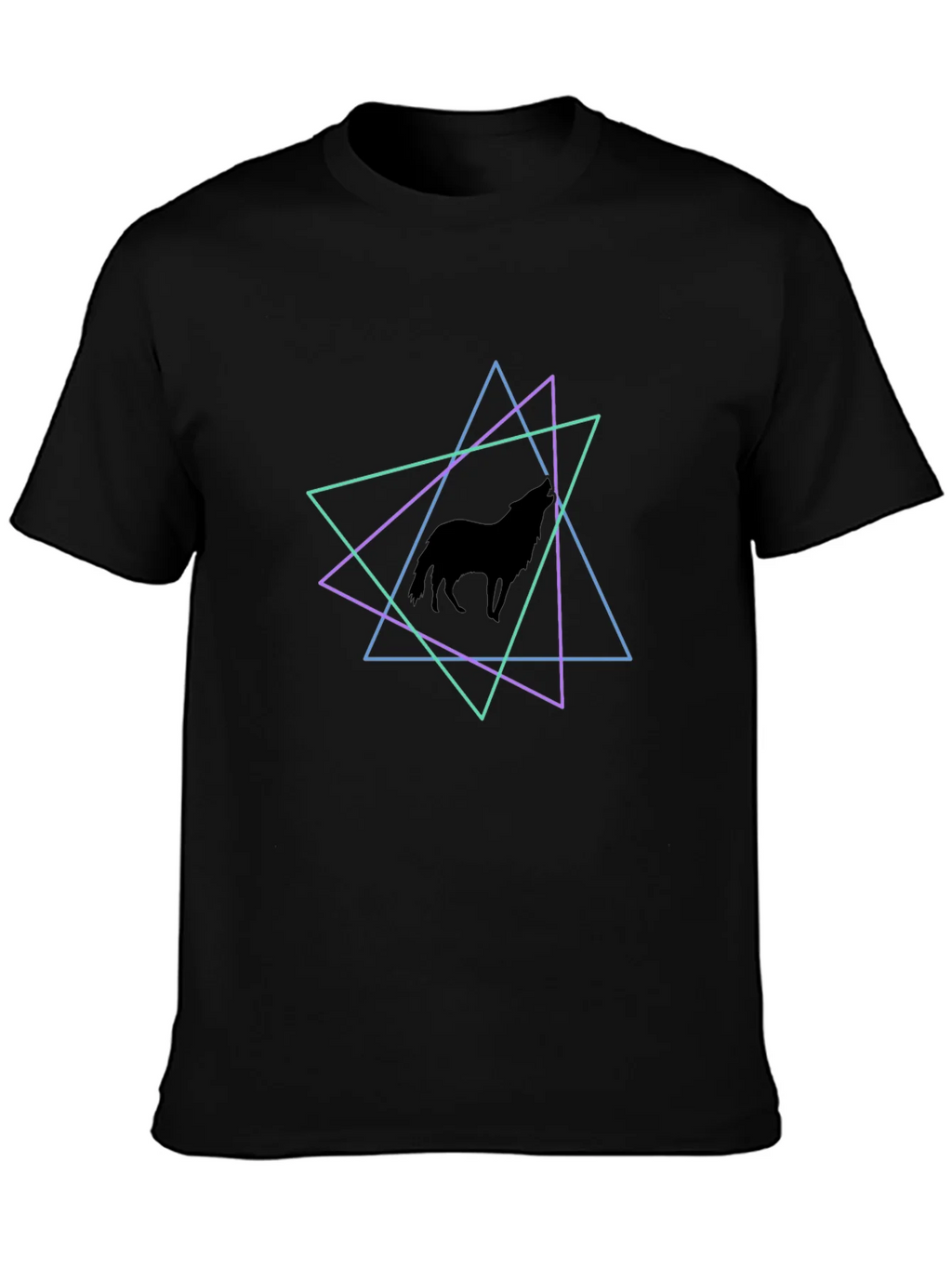 Geometric Wolf T-Shirt - Black