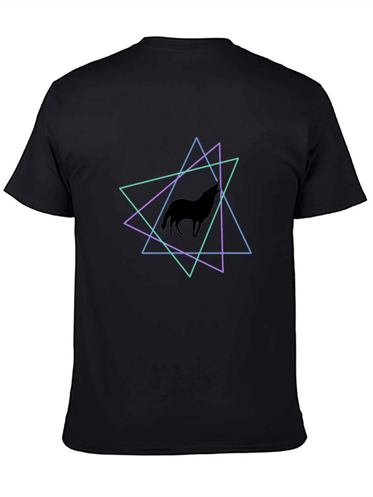 Geometric Wolf T-Shirt - Black