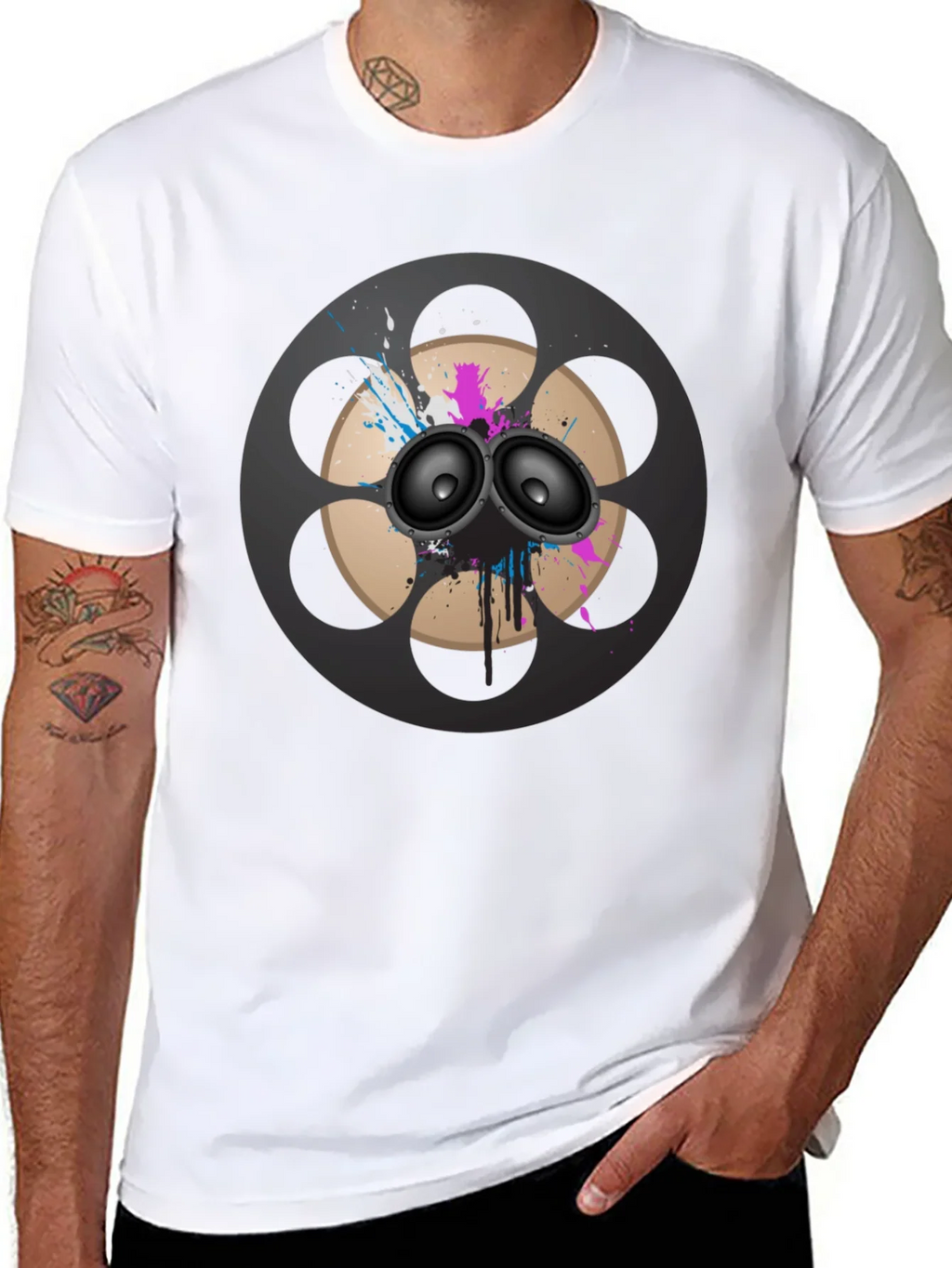 Retro Film Reel Speaker Graphic T-Shirt