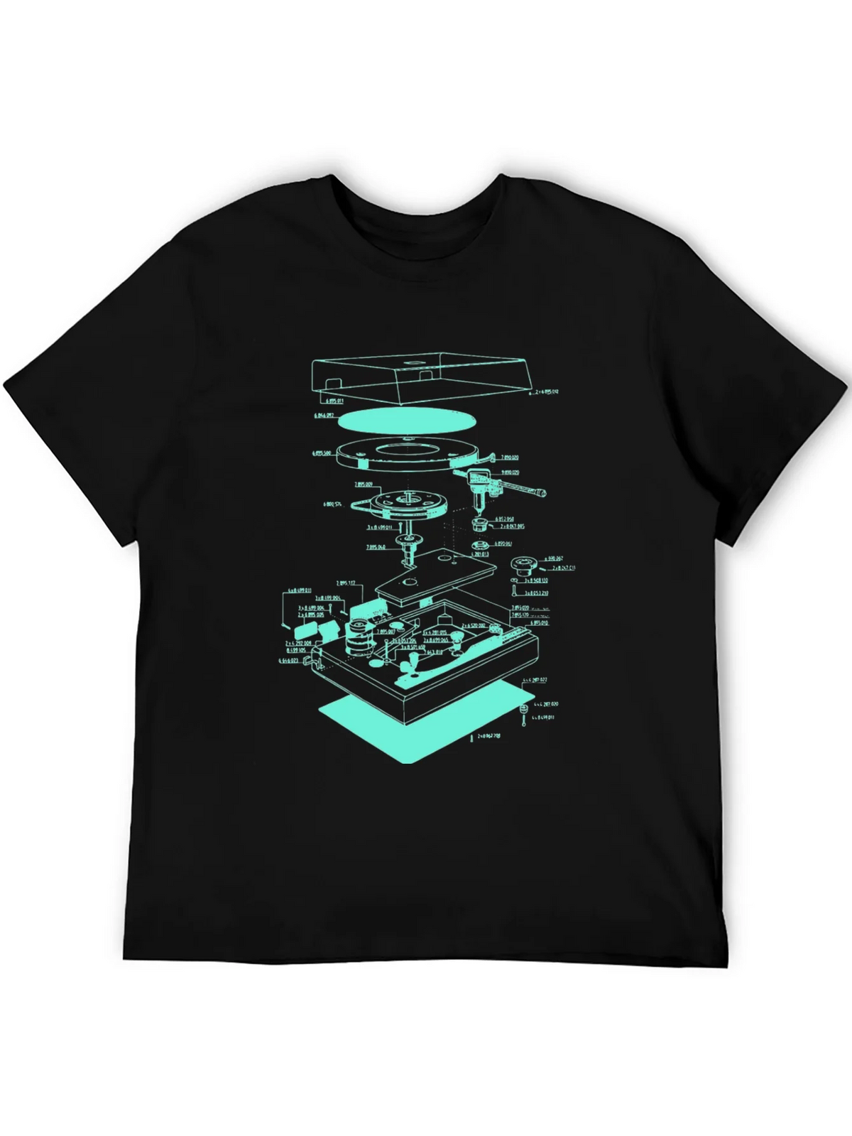 Turntable Schematic Graphic Tee - Cool Music Lover Design
