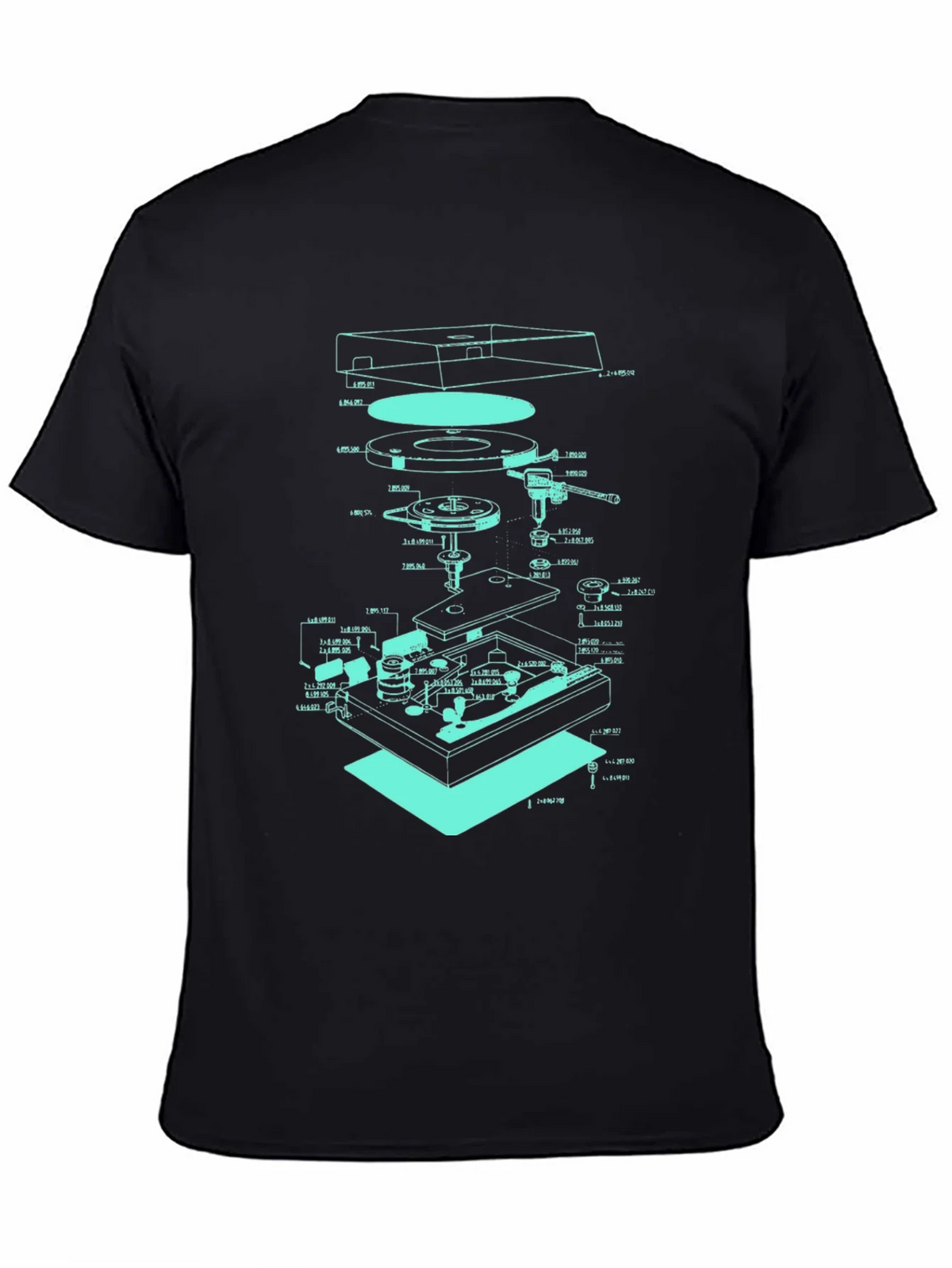 Turntable Schematic Graphic Tee - Cool Music Lover Design