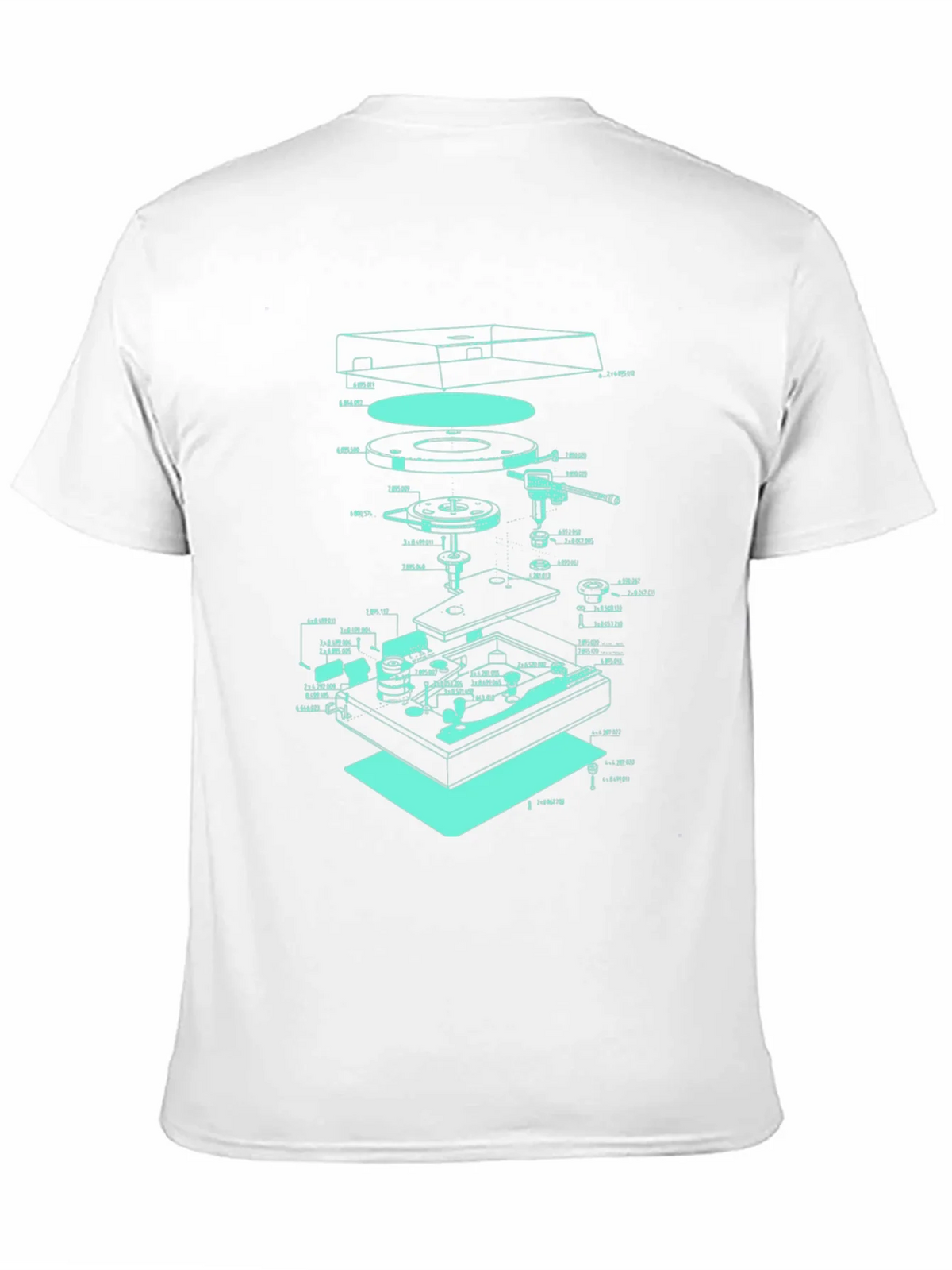 Turntable Schematic Graphic Tee - Cool Music Lover Design