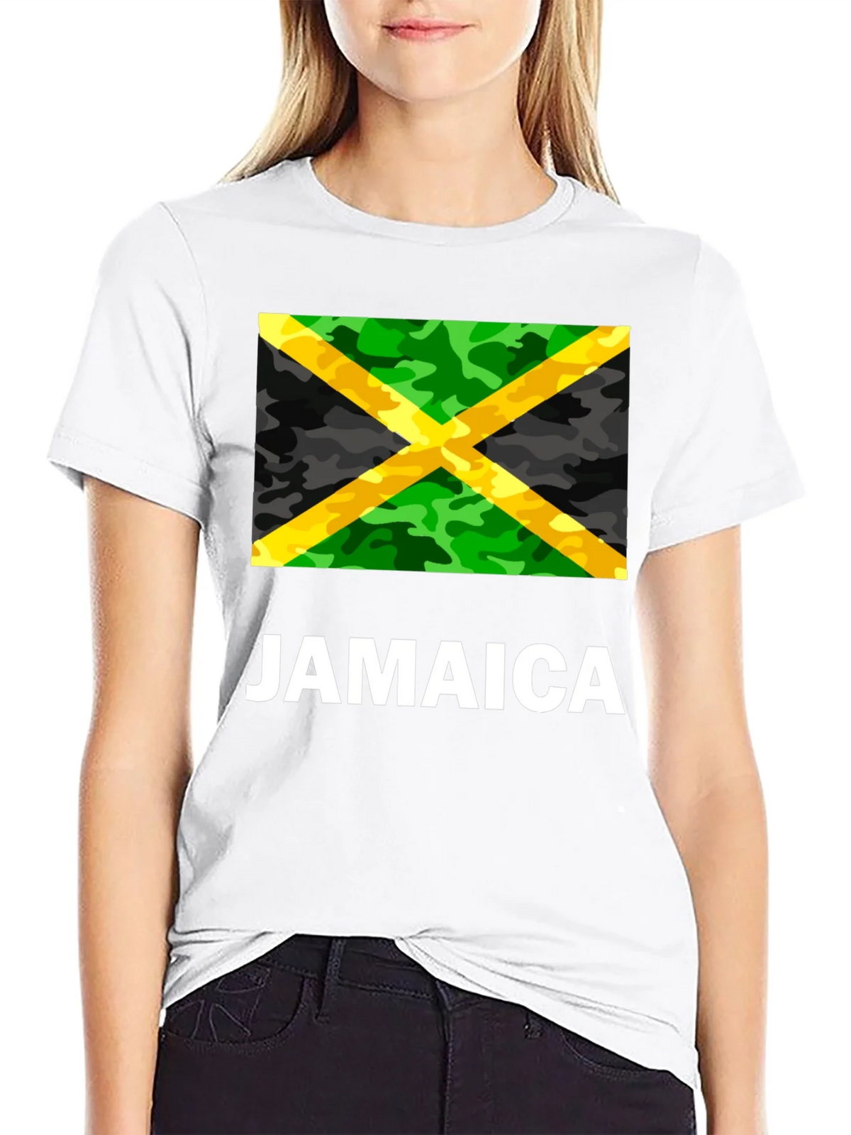 Jamaica Flag Camo Print T-Shirt