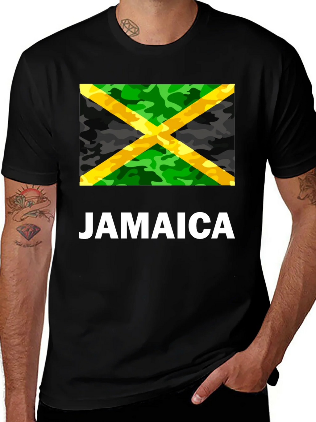 Jamaica Flag Camo Print T-Shirt