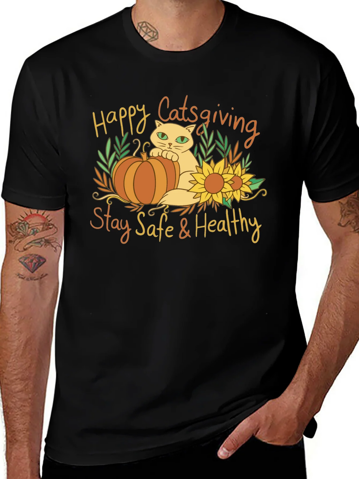 Happy Catsgiving T-Shirt - Stay Safe & Healthy