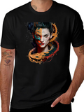 Artistic Woman Graphic Black T-Shirt