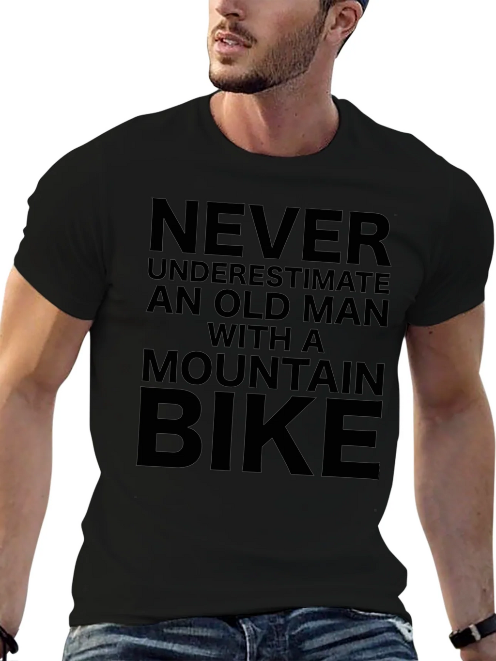 Never Underestimate Old Man Mountain Bike T-Shirt