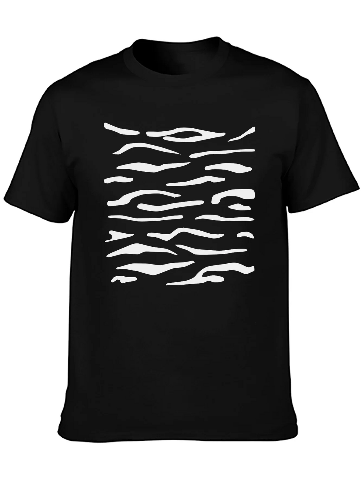 Mens Black T-Shirt with White Abstract Stripes