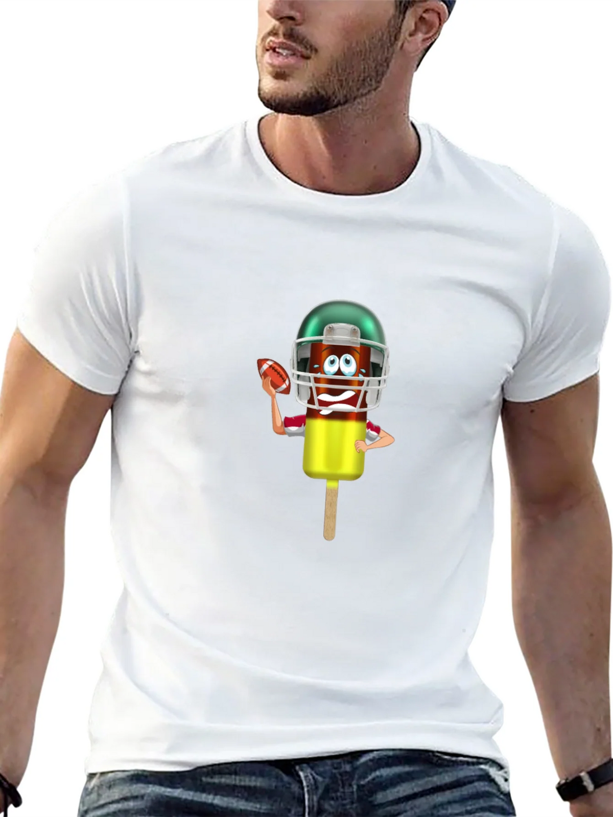Football Ice Cream Character Graphic T-Shirt