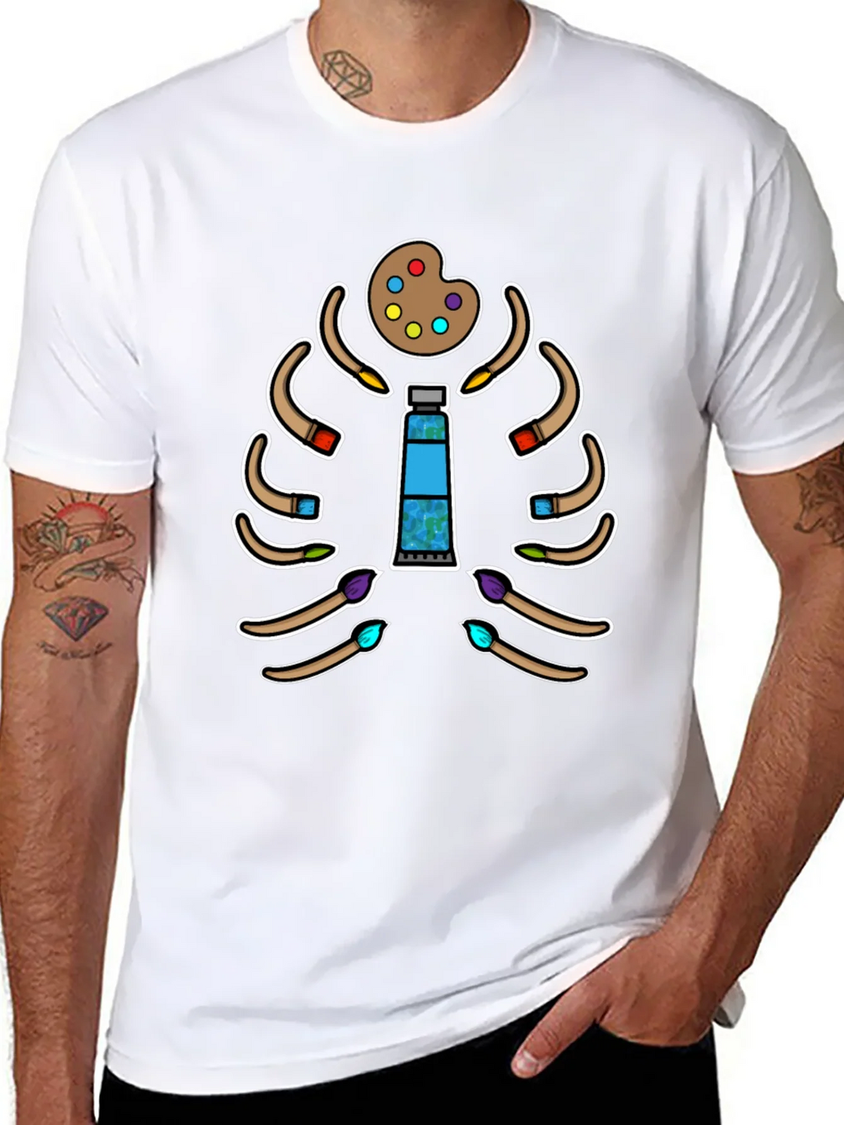Artist Skeleton Rib Cage T-Shirt - Painting Passion