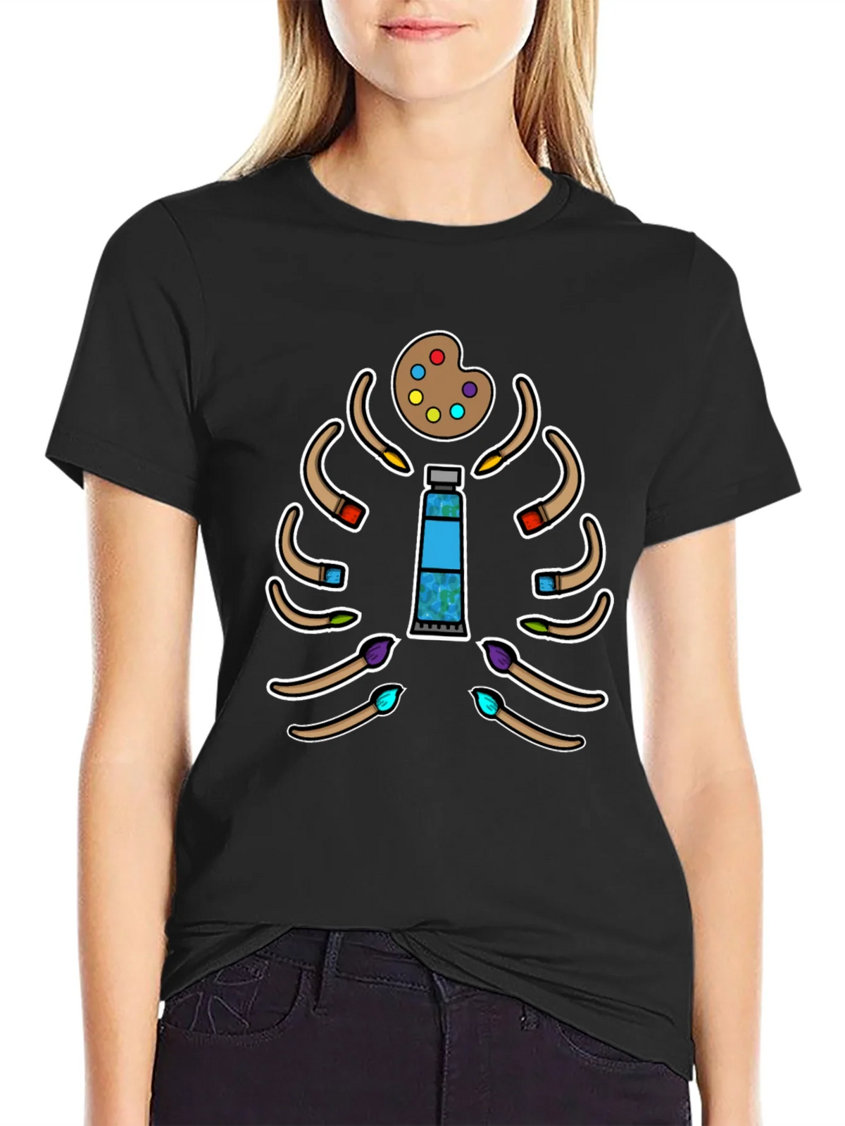Artist Skeleton Rib Cage T-Shirt - Painting Passion